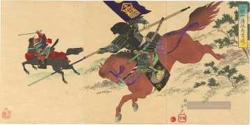 豊原周延 Toyohara Chikanobu Werke - Sakakibara Yasumasa und Toyotomi Hideyoshi auf dem Berg Komaki Toyohara Chikanobu